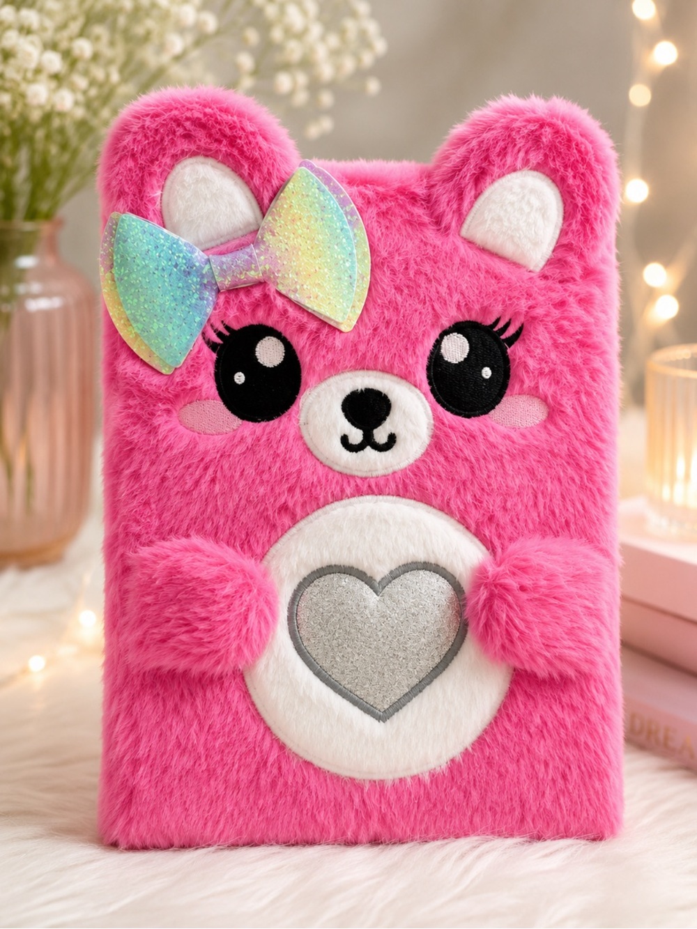 Chase Wonder pink teddy bear large furry sketchbook